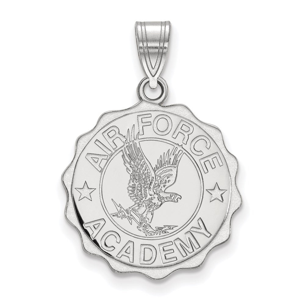 Sterling Silver Rhodium-plated U.S. Air Force Academy Crest Pendant