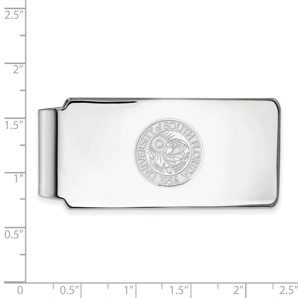 Sterling Silver Rhodium-plated U. of South Florida Crest Money Clip
