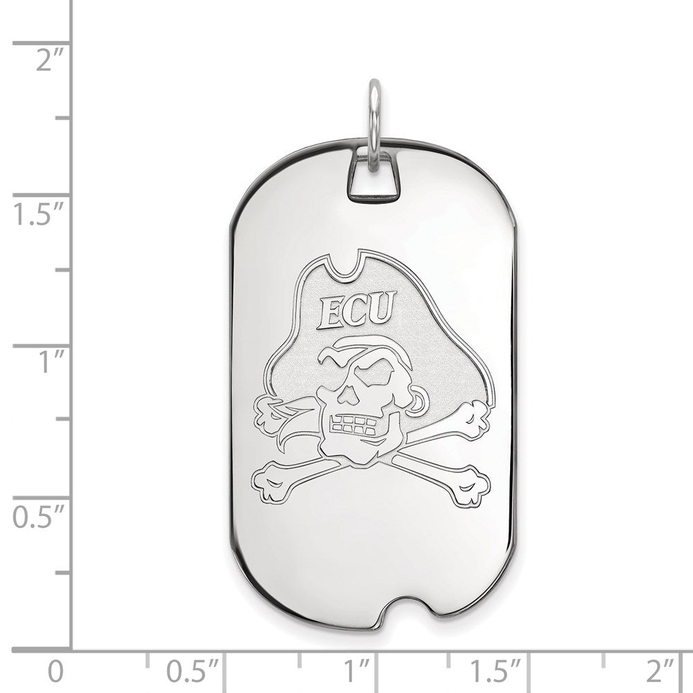 Sterling Silver Rhodium-plated East Carolina U. Large Dog Tag