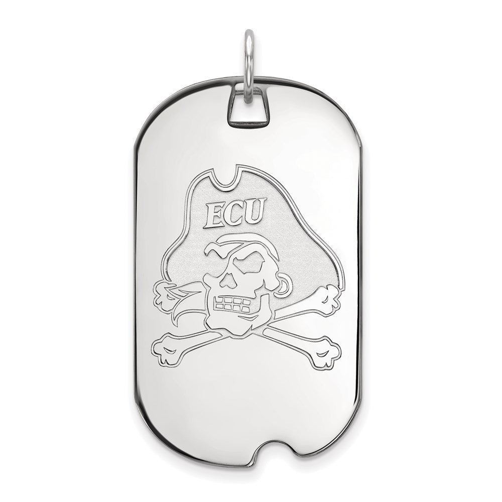 Sterling Silver Rhodium-plated East Carolina U. Large Dog Tag