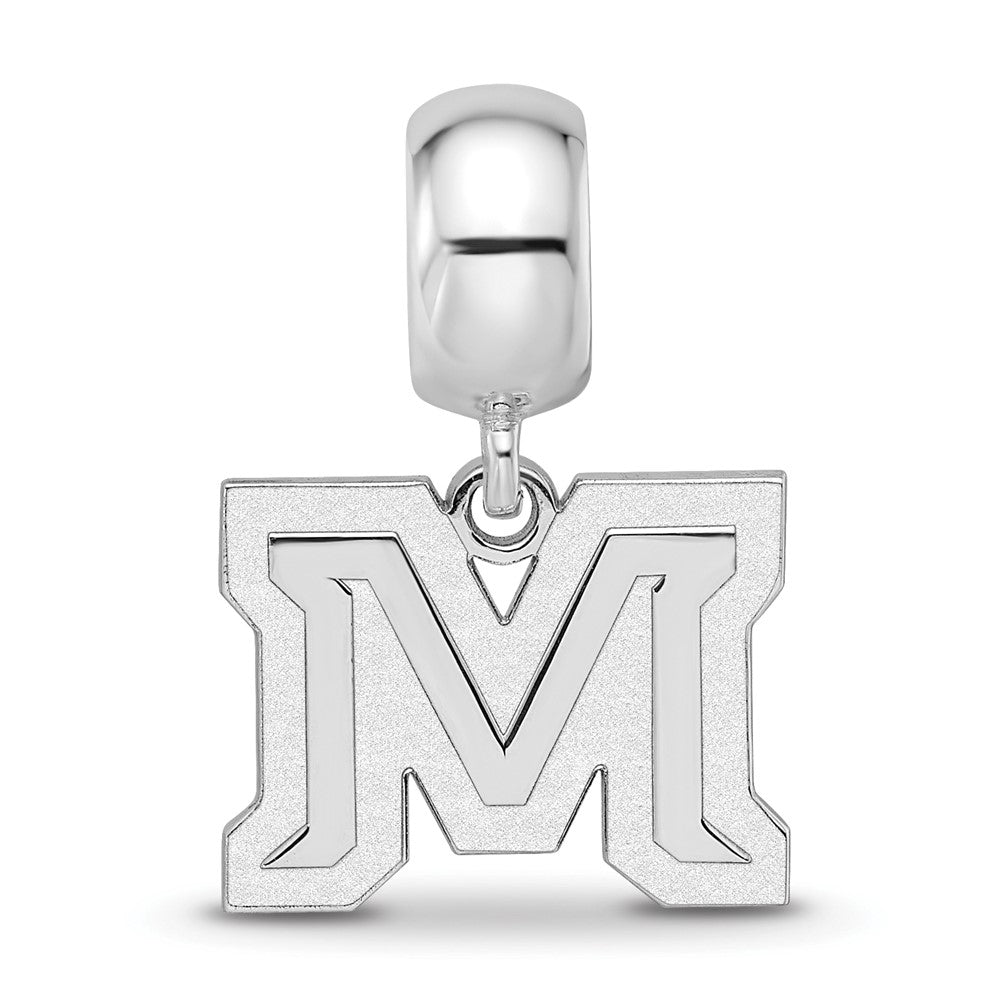 Sterling Silver Rhodium-plated Montana State U. Small Dangle Bead