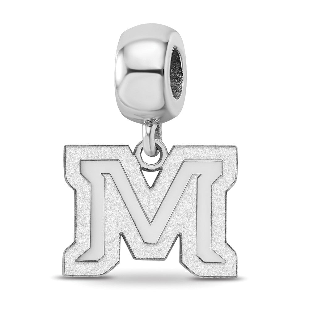 Sterling Silver Rhodium-plated Montana State U. Small Dangle Bead