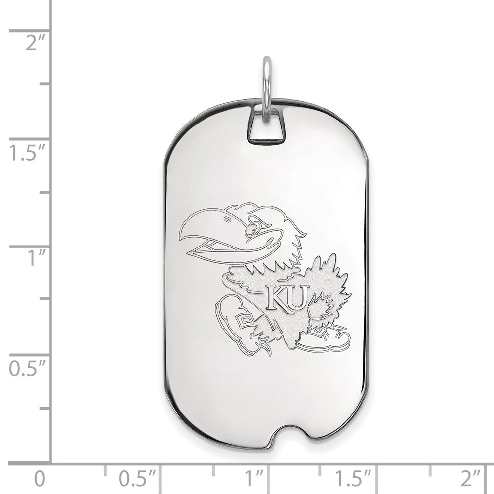 Sterling Silver Rhodium-plated University of Kansas Large Dog Tag