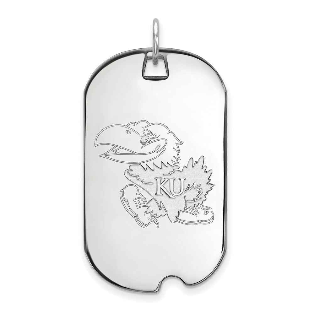 Sterling Silver Rhodium-plated University of Kansas Large Dog Tag