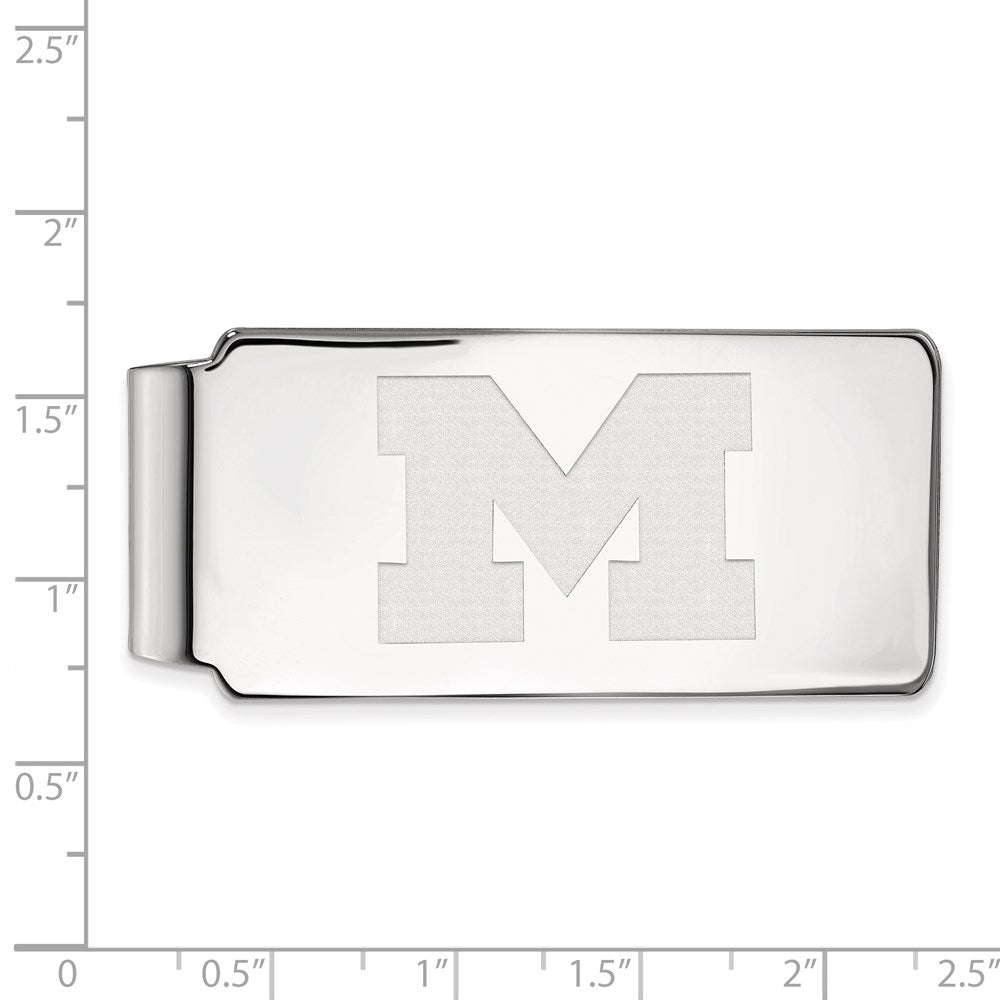 Sterling Silver Rhodium-plated University of Michigan Money Clip