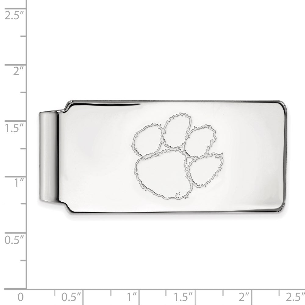 Sterling Silver Rhodium-plated Clemson University Money Clip