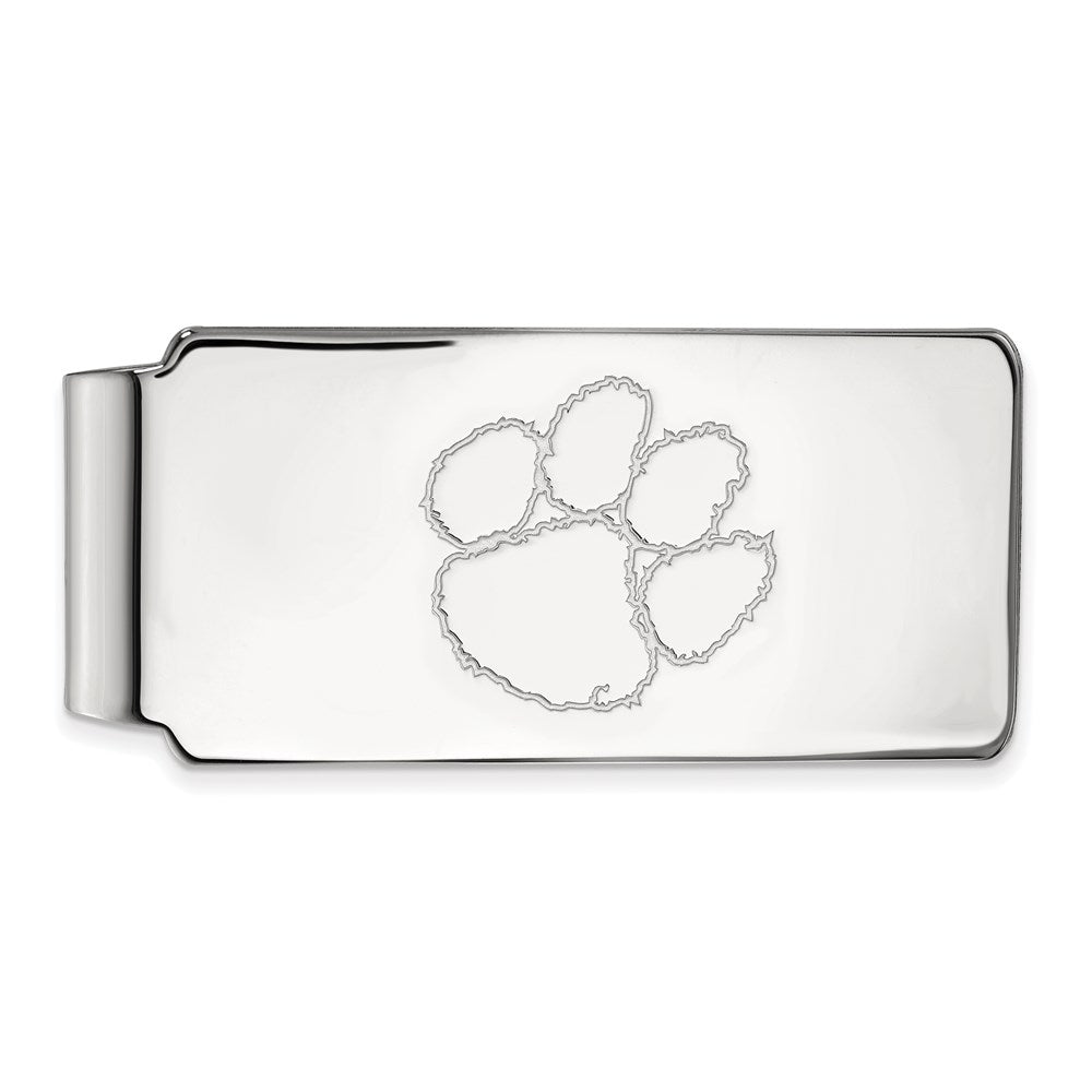 Sterling Silver Rhodium-plated Clemson University Money Clip