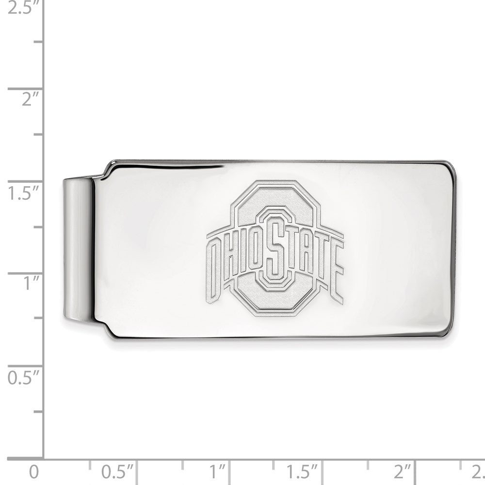 Sterling Silver Rhodium-plated Ohio State University Money Clip