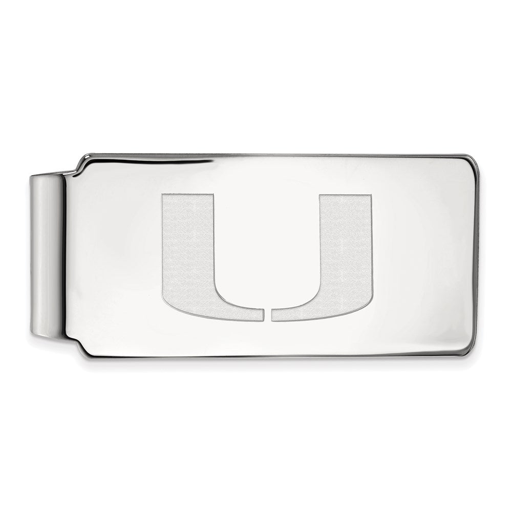 Sterling Silver Rhodium-plated University of Miami Money Clip