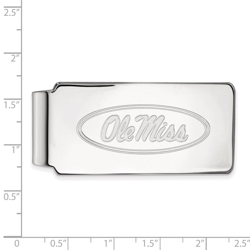 Sterling Silver Rhodium-plated University of Mississippi Money Clip