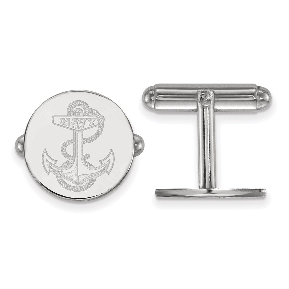 Sterling Silver Rhodium-plated US Naval Academy Cuff Links