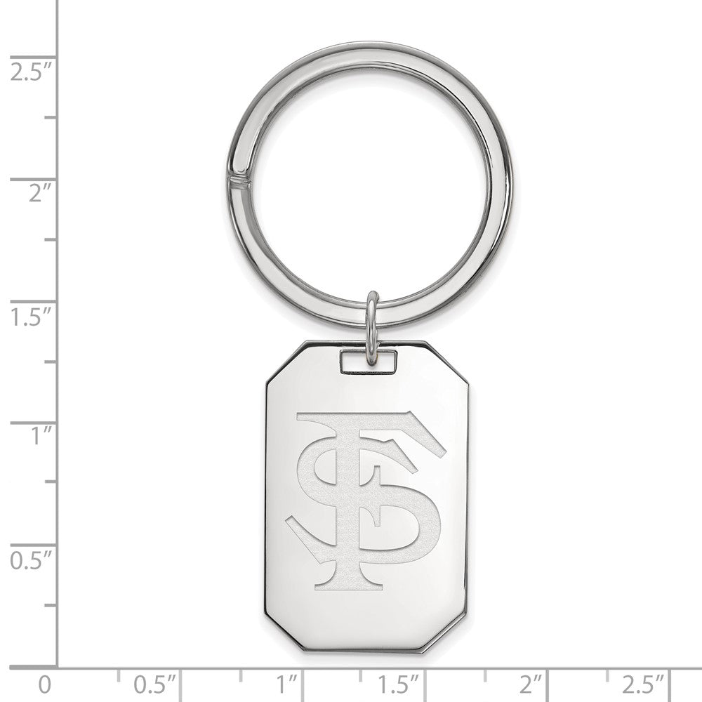 Sterling Silver Rhodium-plated Florida State University F-S Key Ring