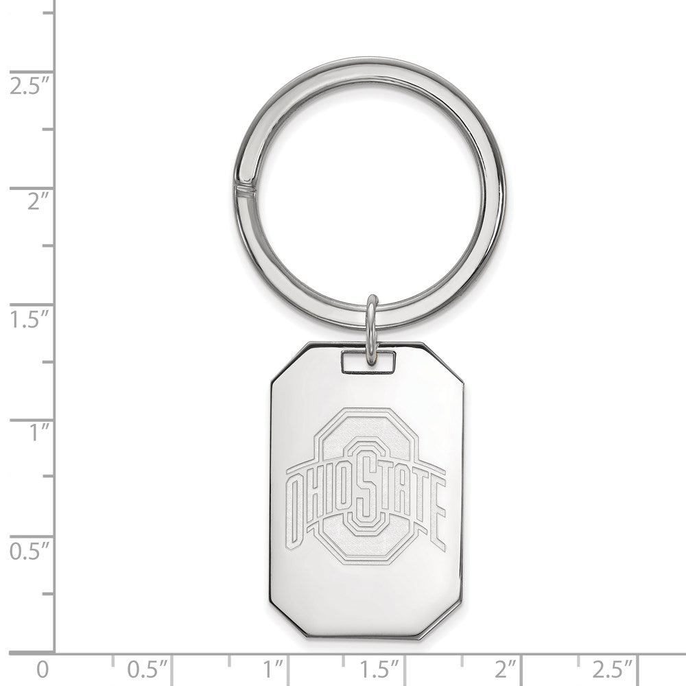 Sterling Silver Rhodium-plated Ohio State University Key Ring