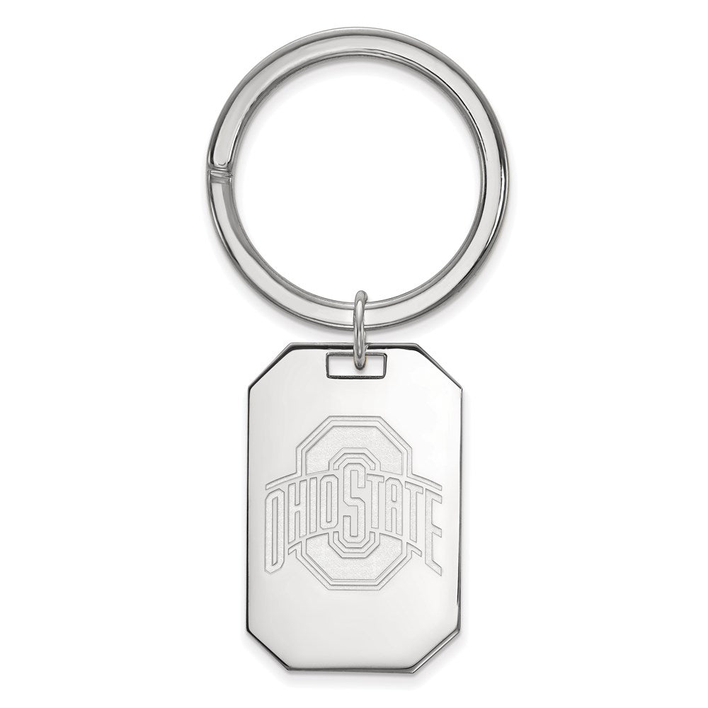 Sterling Silver Rhodium-plated Ohio State University Key Ring