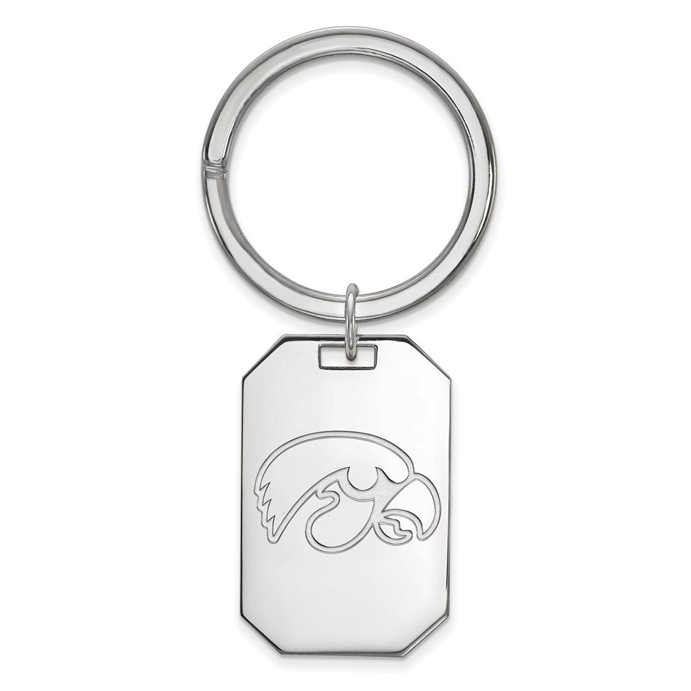 Sterling Silver Rhodium-plated University of Iowa Key Ring