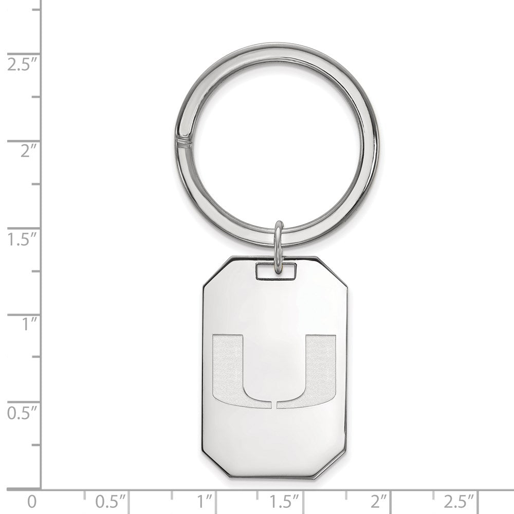 Sterling Silver Rhodium-plated University of Miami Key Ring