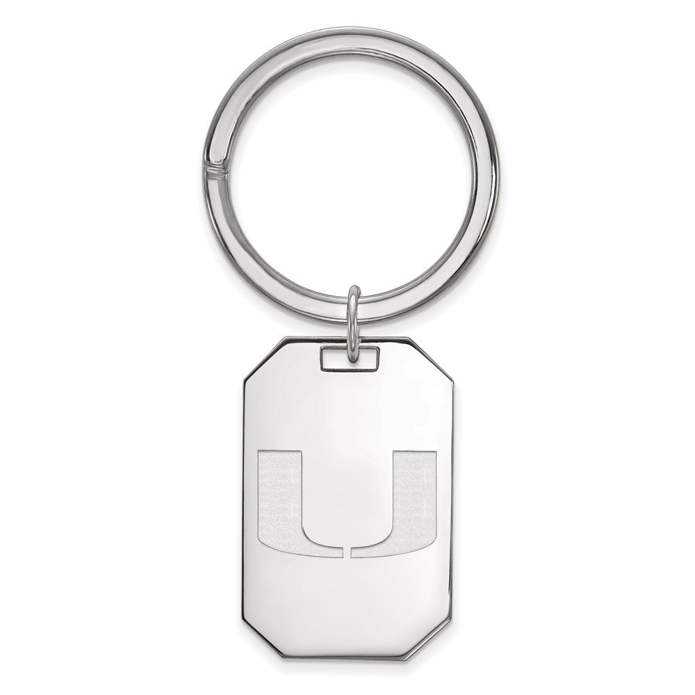 Sterling Silver Rhodium-plated University of Miami Key Ring