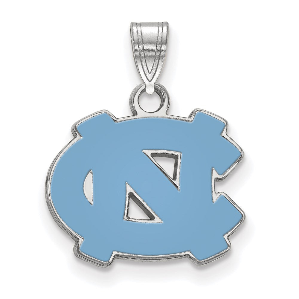 Sterling Silver Rhodium-plated U. of North Carolina Small Enamel Pendant
