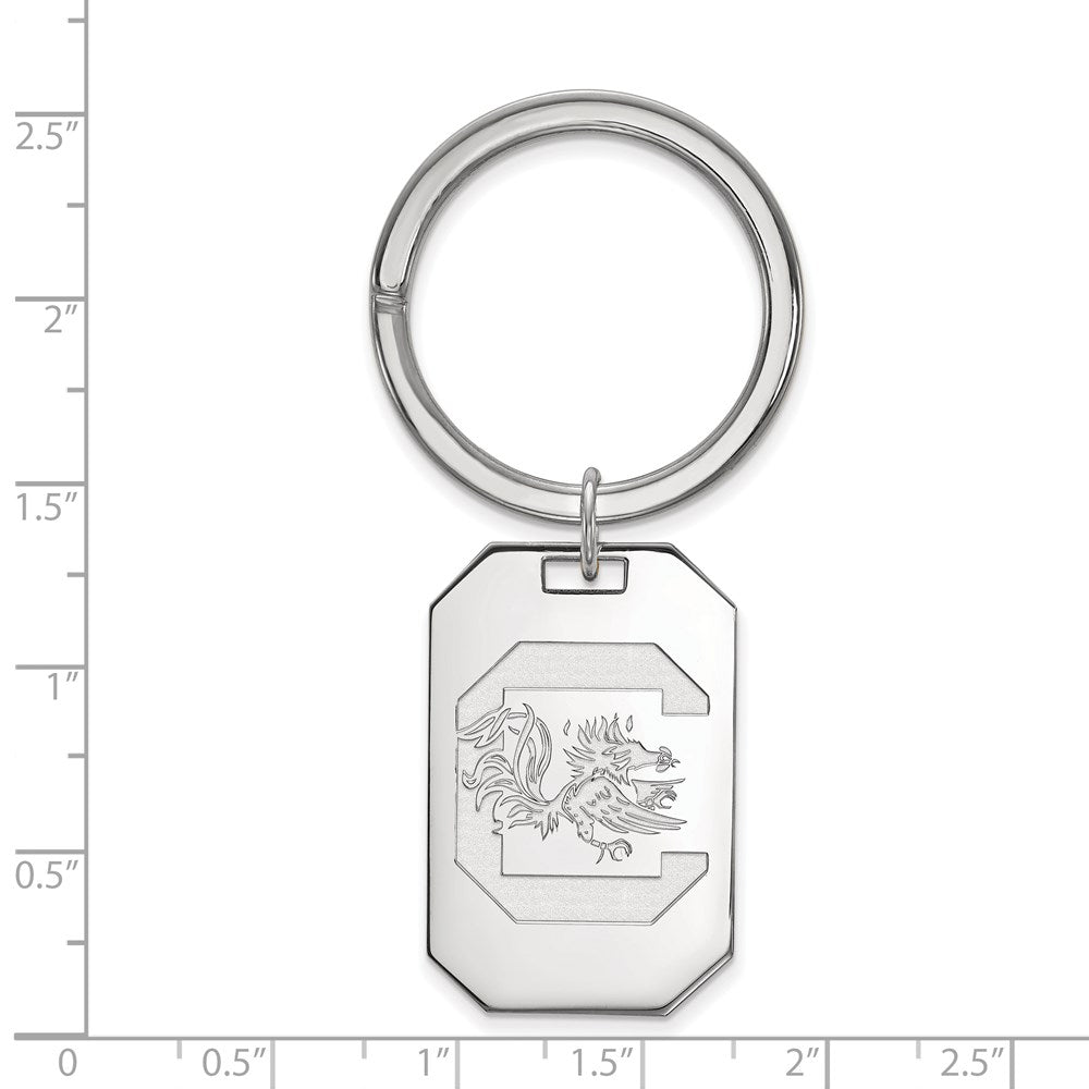Sterling Silver Rhodium-plated University of South Carolina Key Ring