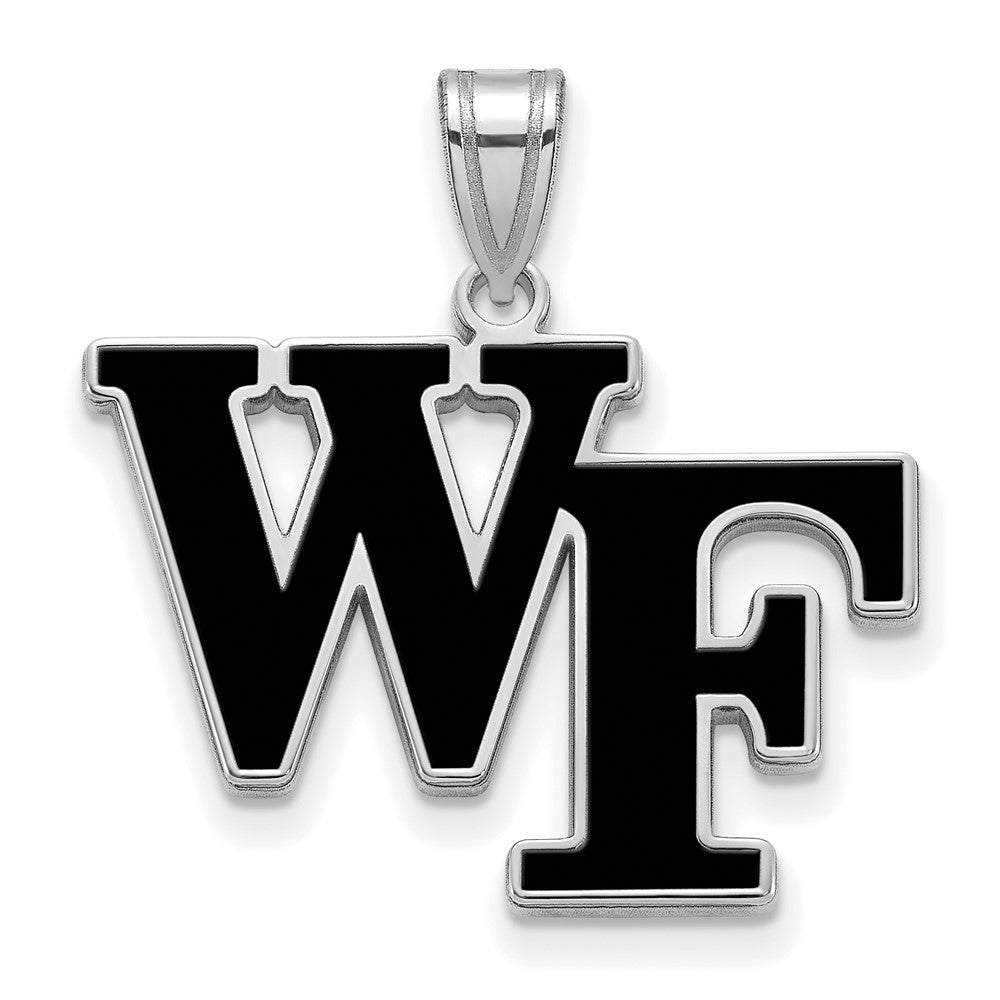 Sterling Silver Rhodium-plated Wake Forest U. Large Enamel Pendant