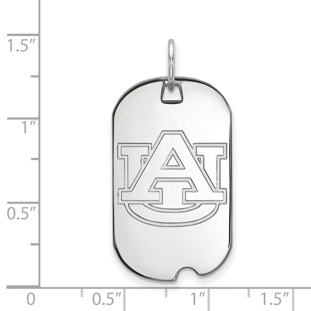 Sterling Silver Rhodium-plated Auburn University Small Dog Tag