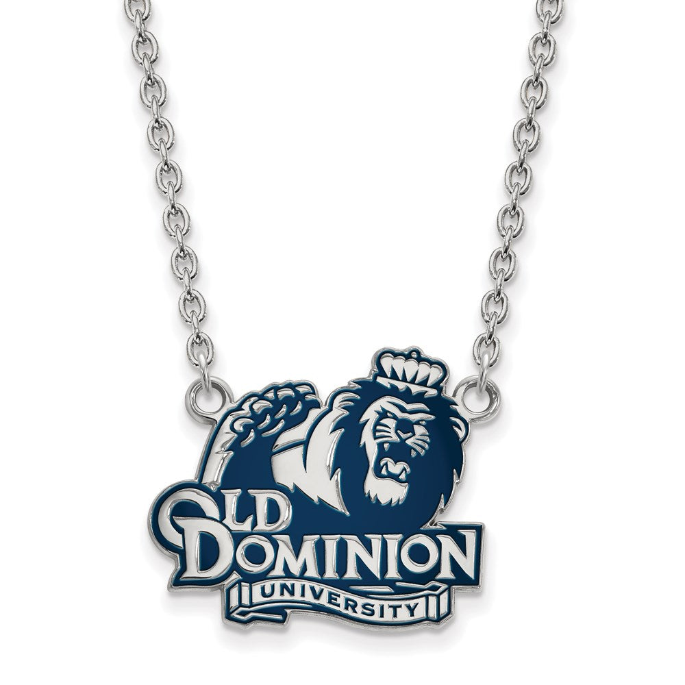 Sterling Silver Rhodium-plated Old Dominion U. Large Enamel Necklace