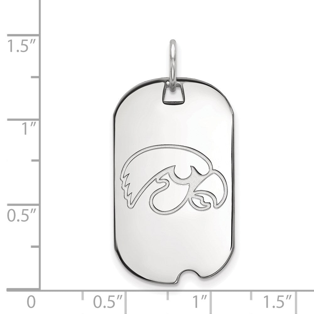 Sterling Silver Rhodium-plated University of Iowa Small Dog Tag