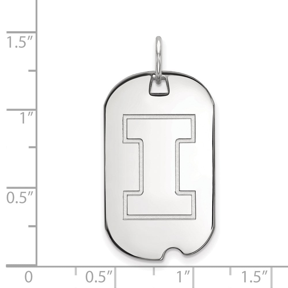 Sterling Silver Rhodium-plated University of Illinois Small Dog Tag