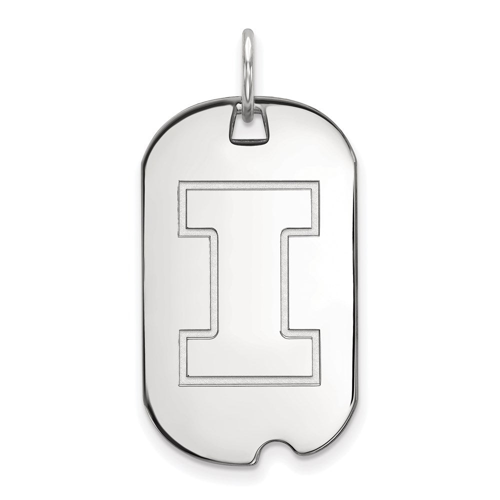 Sterling Silver Rhodium-plated University of Illinois Small Dog Tag