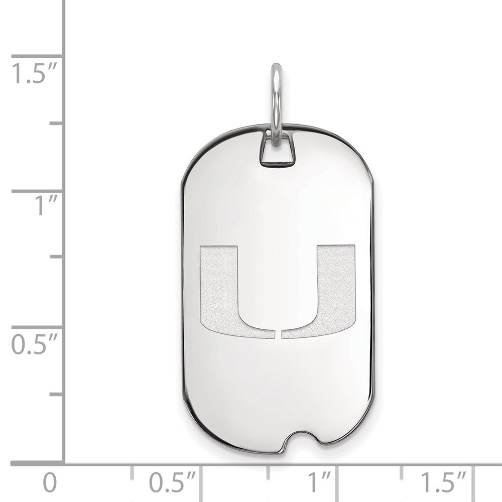 Sterling Silver Rhodium-plated University of Miami Small Dog Tag