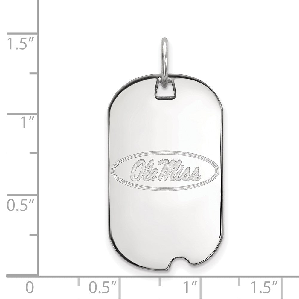 Sterling Silver Rhodium-plated University of Mississippi Small Dog Tag