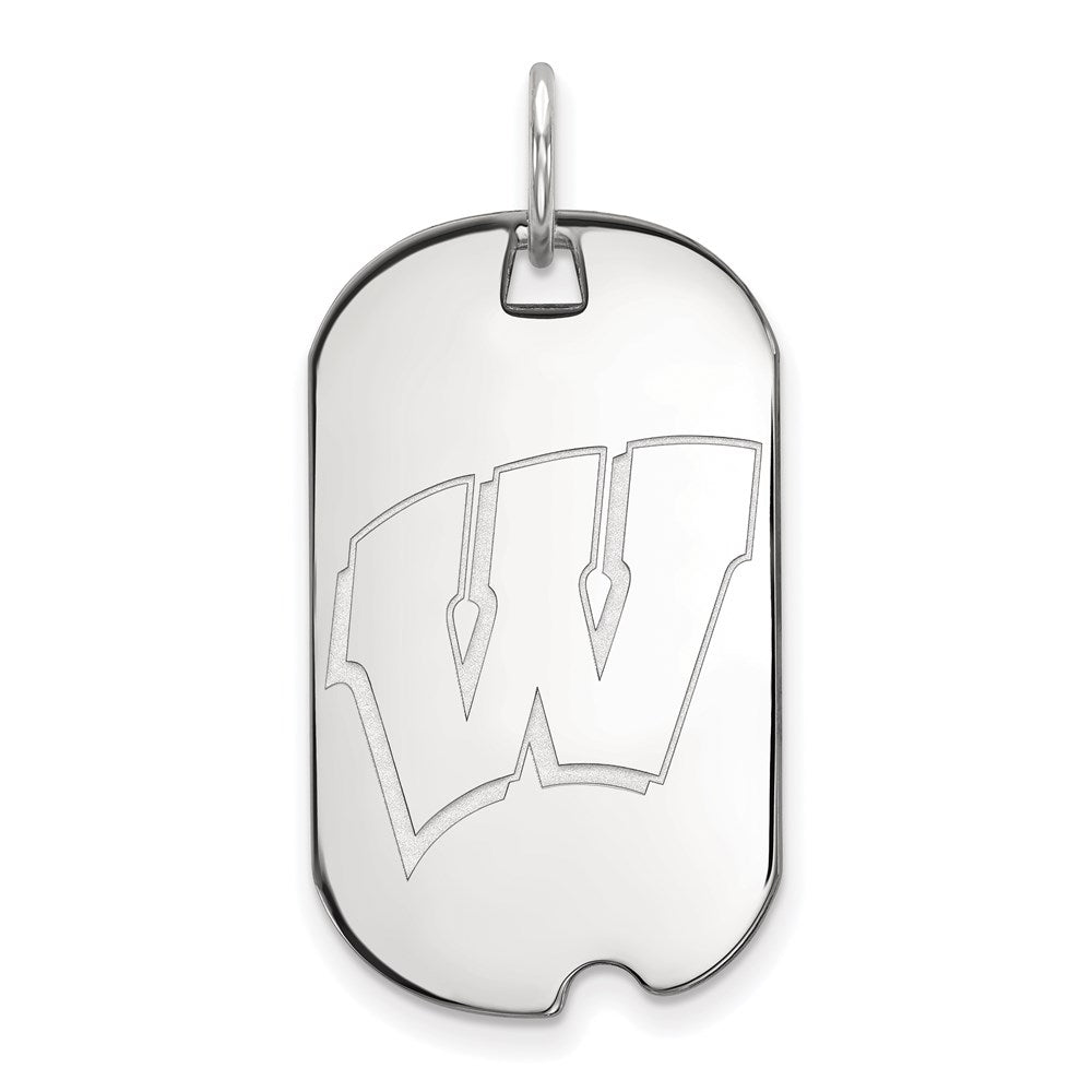 Sterling Silver Rhodium-plated University of Wisconsin Small Dog Tag