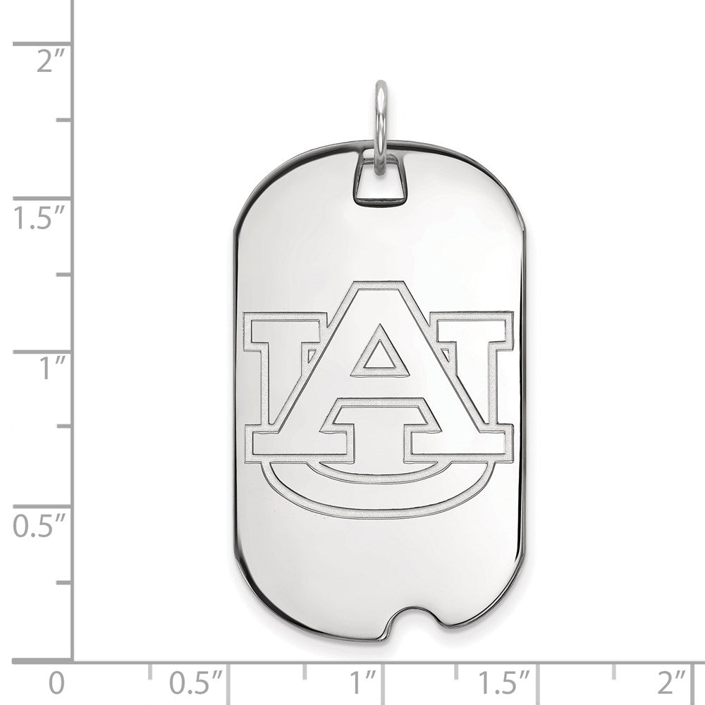 Sterling Silver Rhodium-plated Auburn University Large Dog Tag
