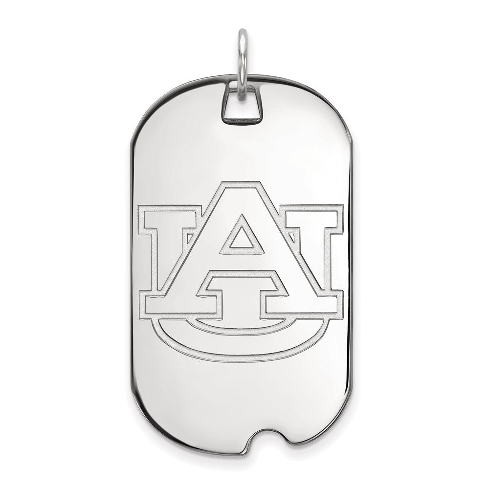 Sterling Silver Rhodium-plated Auburn University Large Dog Tag