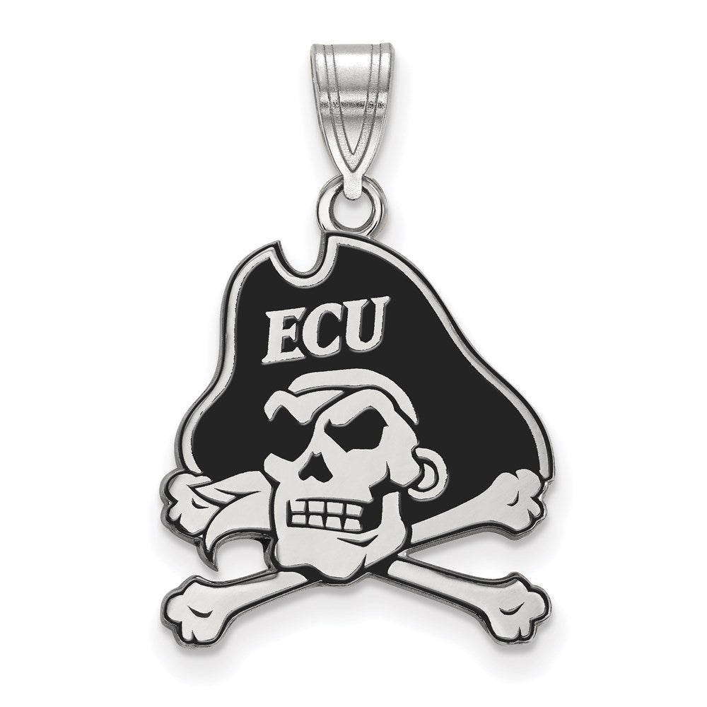 Sterling Silver Rhodium-plated East Carolina U. Large Enamel Pendant