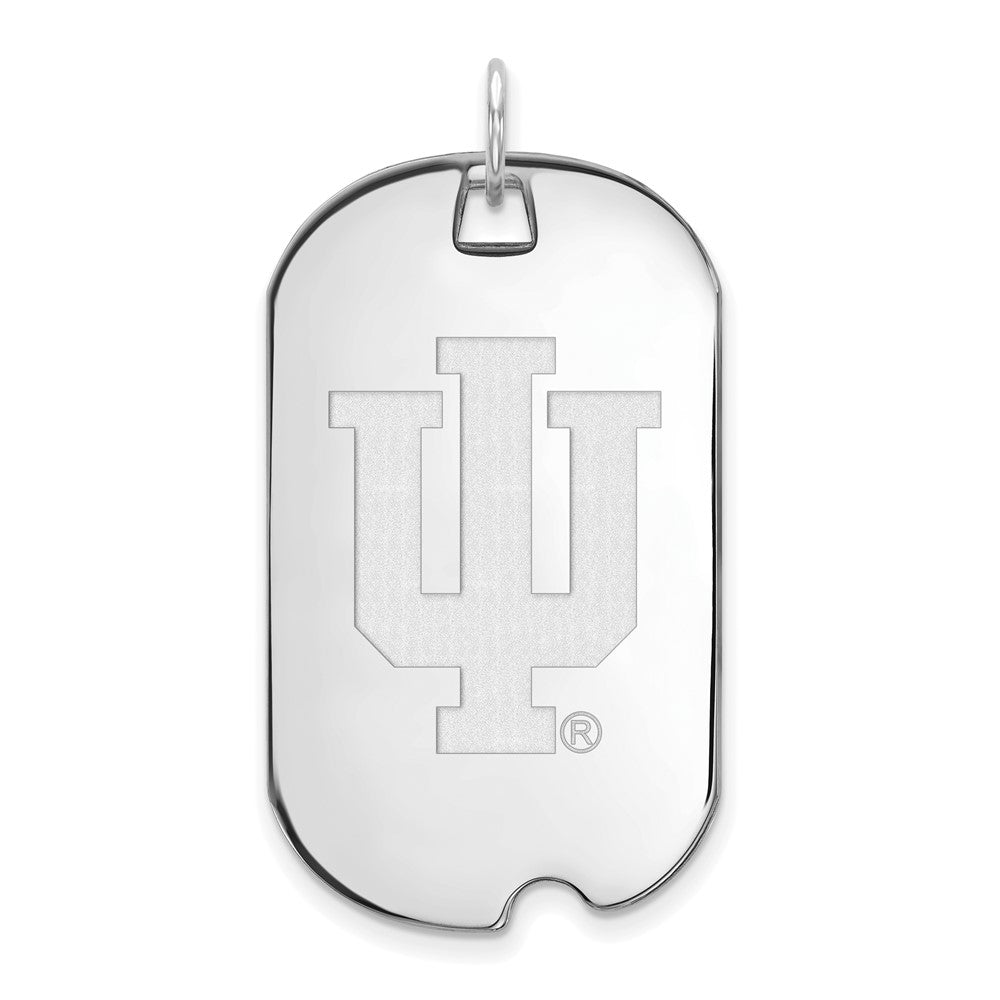 Sterling Silver Rhodium-plated Indiana University Large Dog Tag