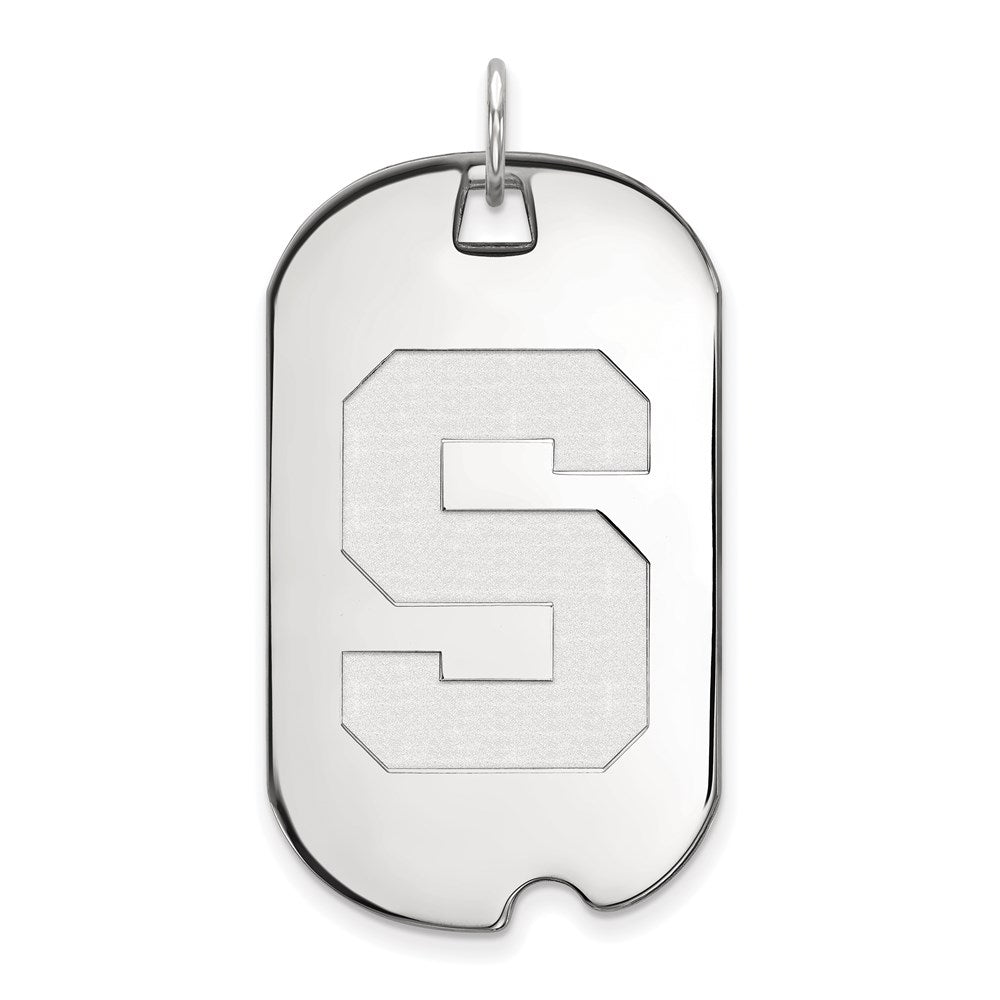 Sterling Silver Rhodium-plated Michigan State U. Large Dog Tag