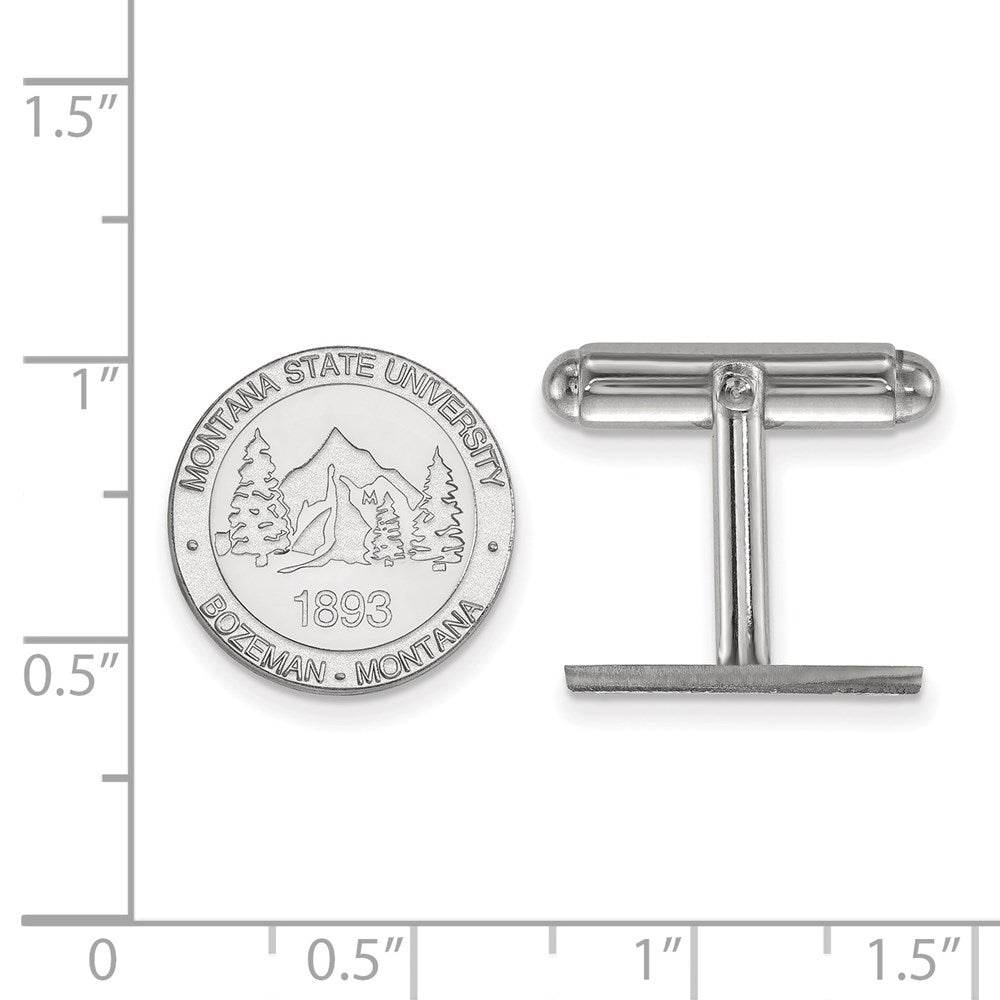 Sterling Silver Rhodium-plated Montana State U. Crest Cuff Links