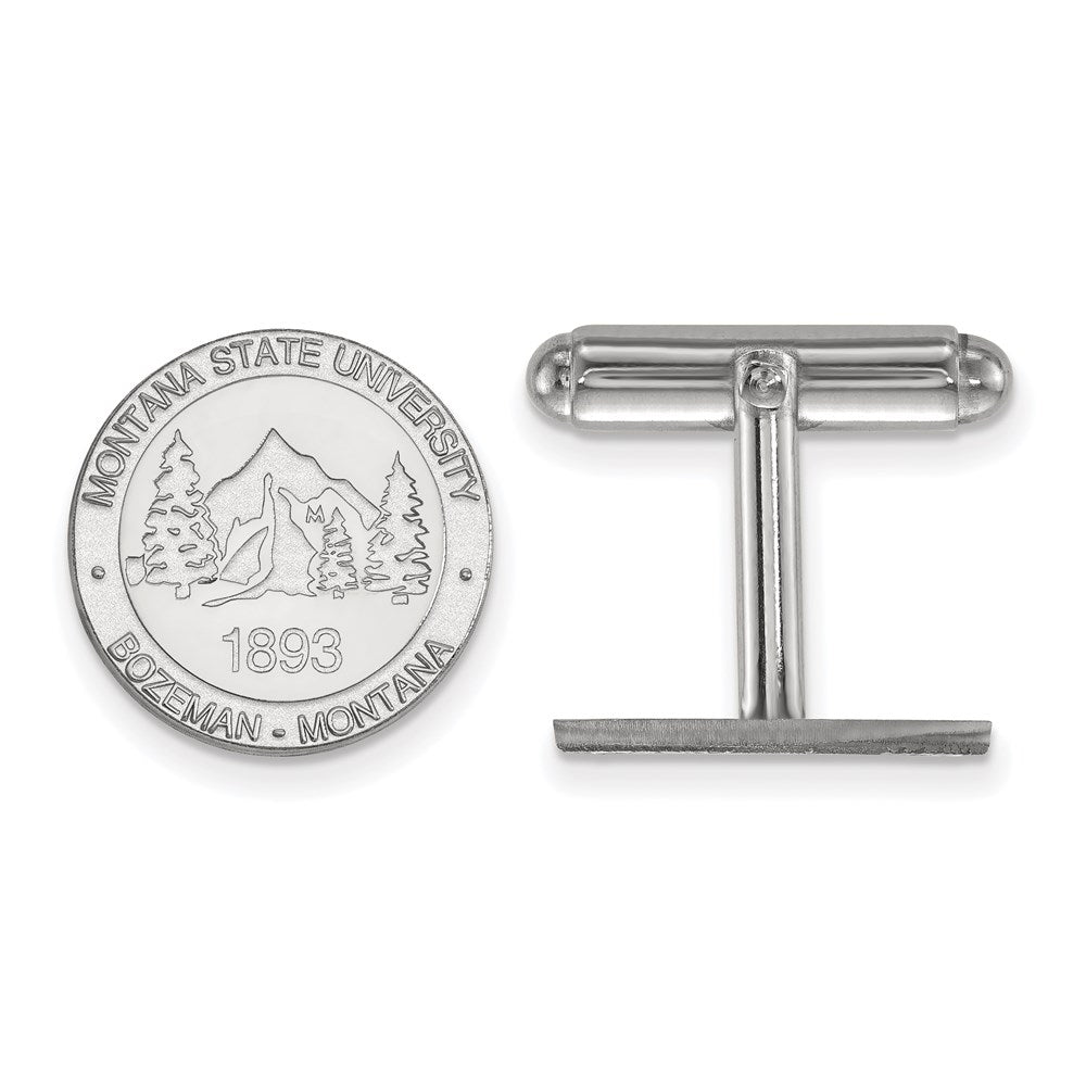 Sterling Silver Rhodium-plated Montana State U. Crest Cuff Links