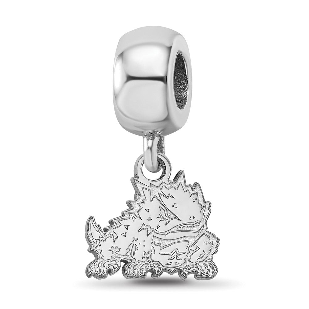 Sterling Silver Rhodium-plated Texas Christian Univ. XS Dangle Bead