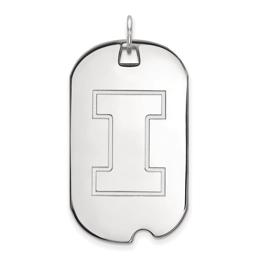 Sterling Silver Rhodium-plated University of Illinois Large Dog Tag