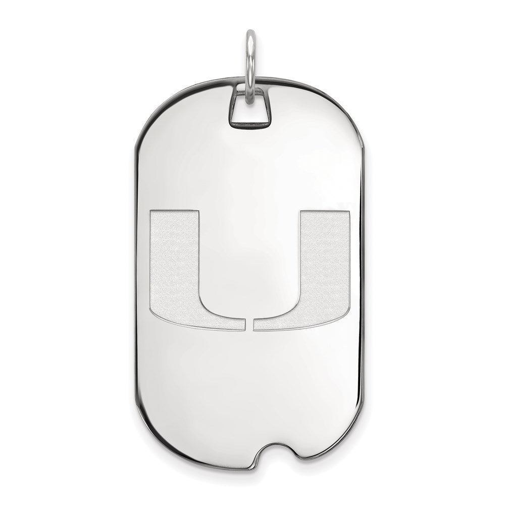 Sterling Silver Rhodium-plated University of Miami Large Dog Tag