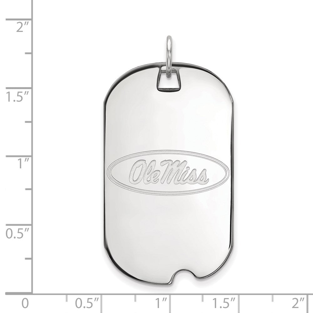 Sterling Silver Rhodium-plated University of Mississippi Large Dog Tag