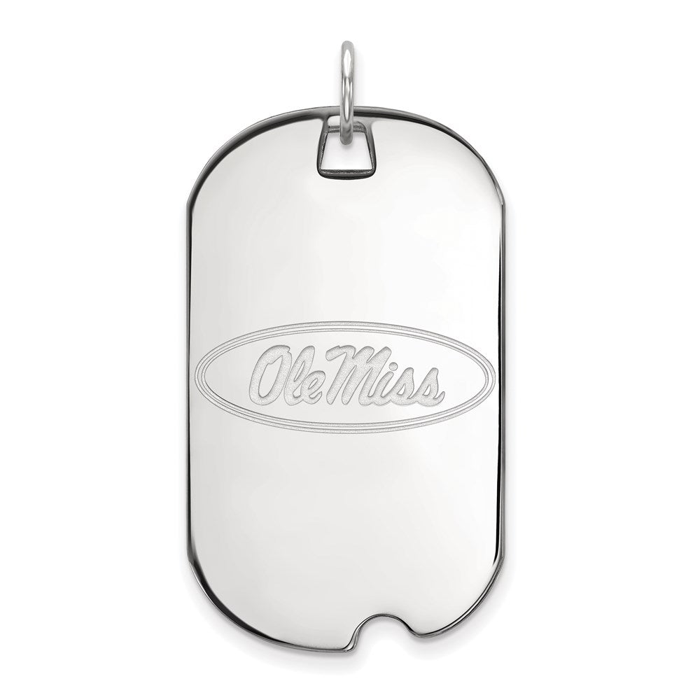 Sterling Silver Rhodium-plated University of Mississippi Large Dog Tag