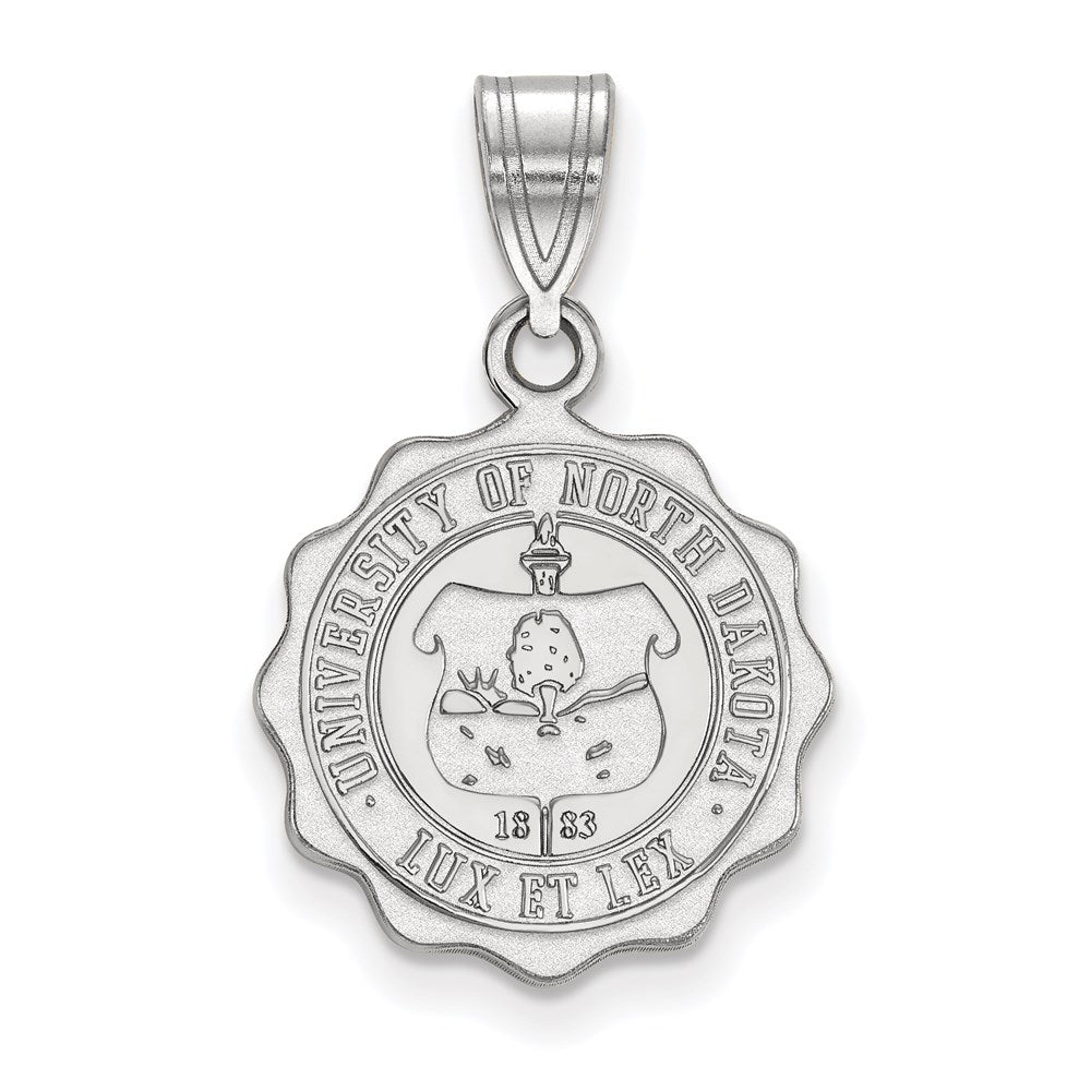 Sterling Silver Rhodium-plated U. of North Dakota Medium Crest Pendant