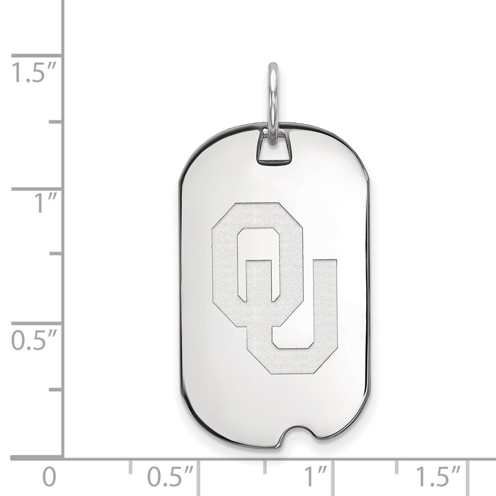 Sterling Silver Rhodium-plated University of Oklahoma Small Dog Tag