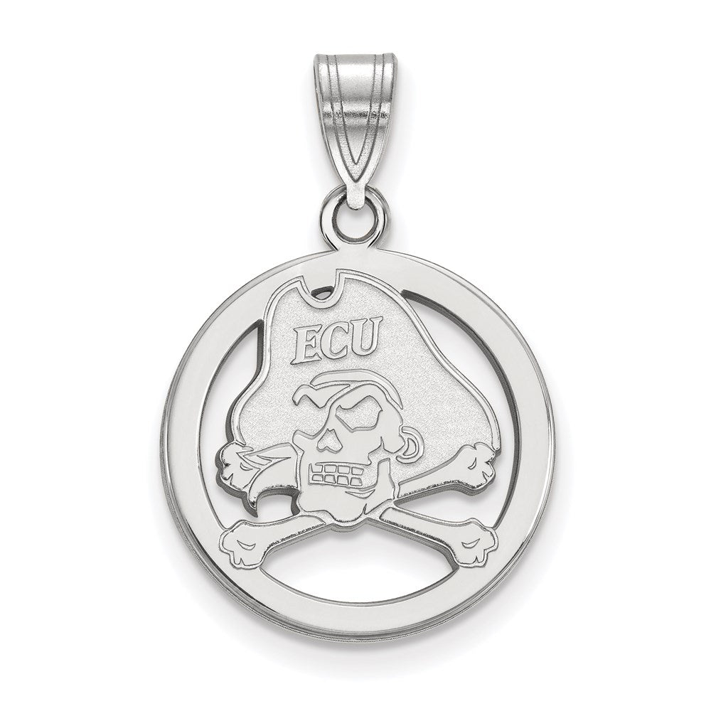 Sterling Silver Rhodium-plated East Carolina U. Small Circle Pendant