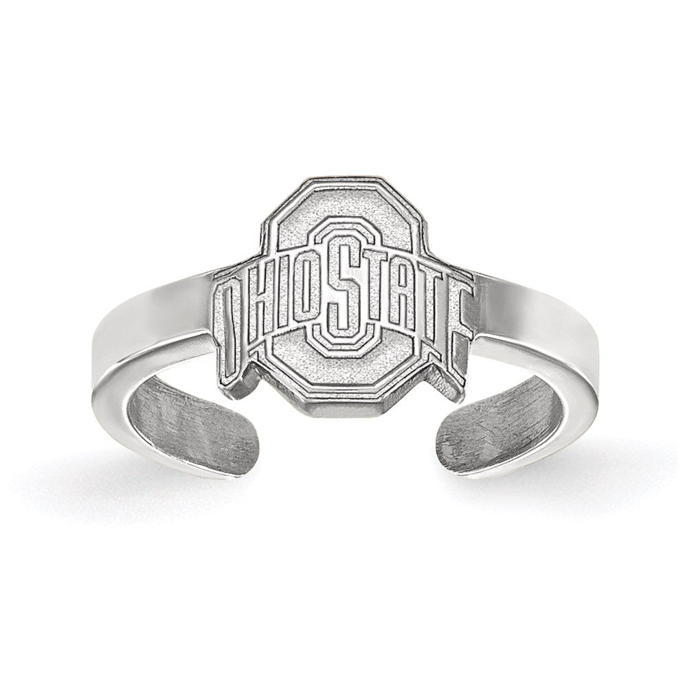 Sterling Silver Rhodium-plated Ohio State University Toe Ring