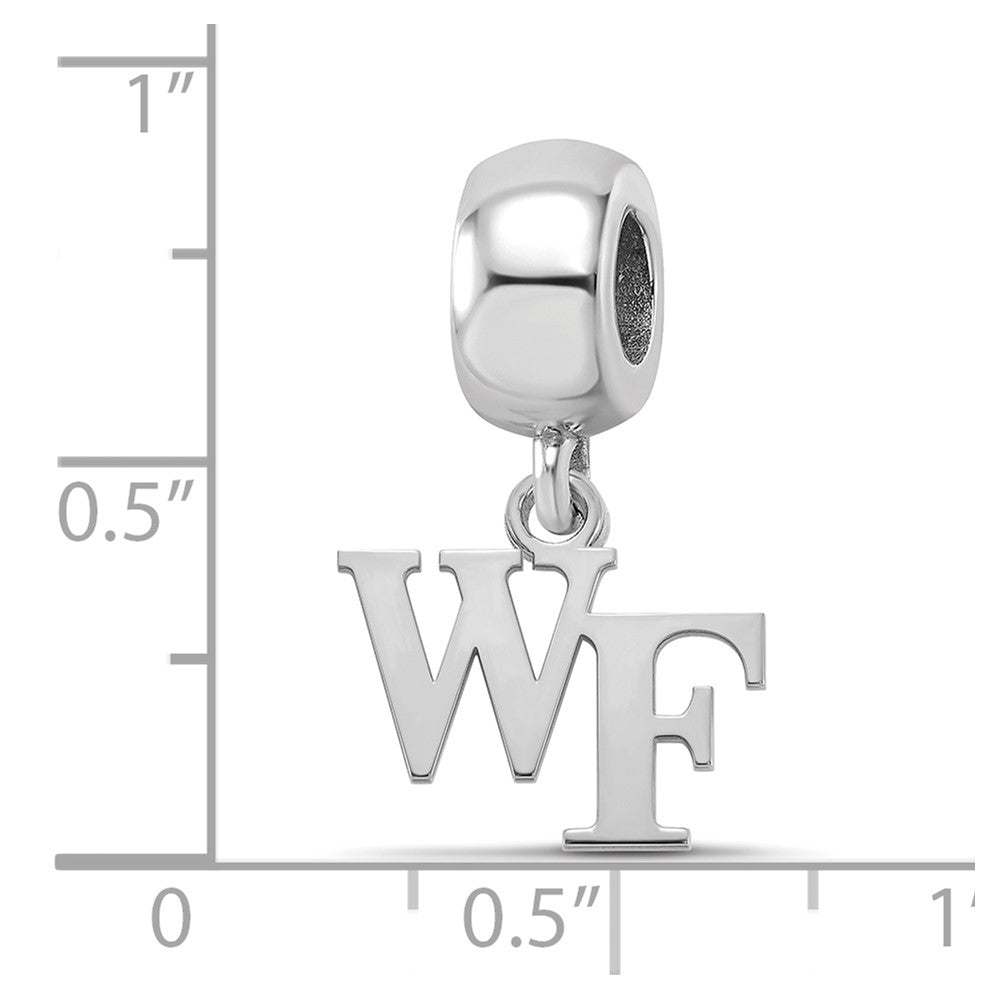 Sterling Silver Rhodium-plated Wake Forest University XS Dangle Bead