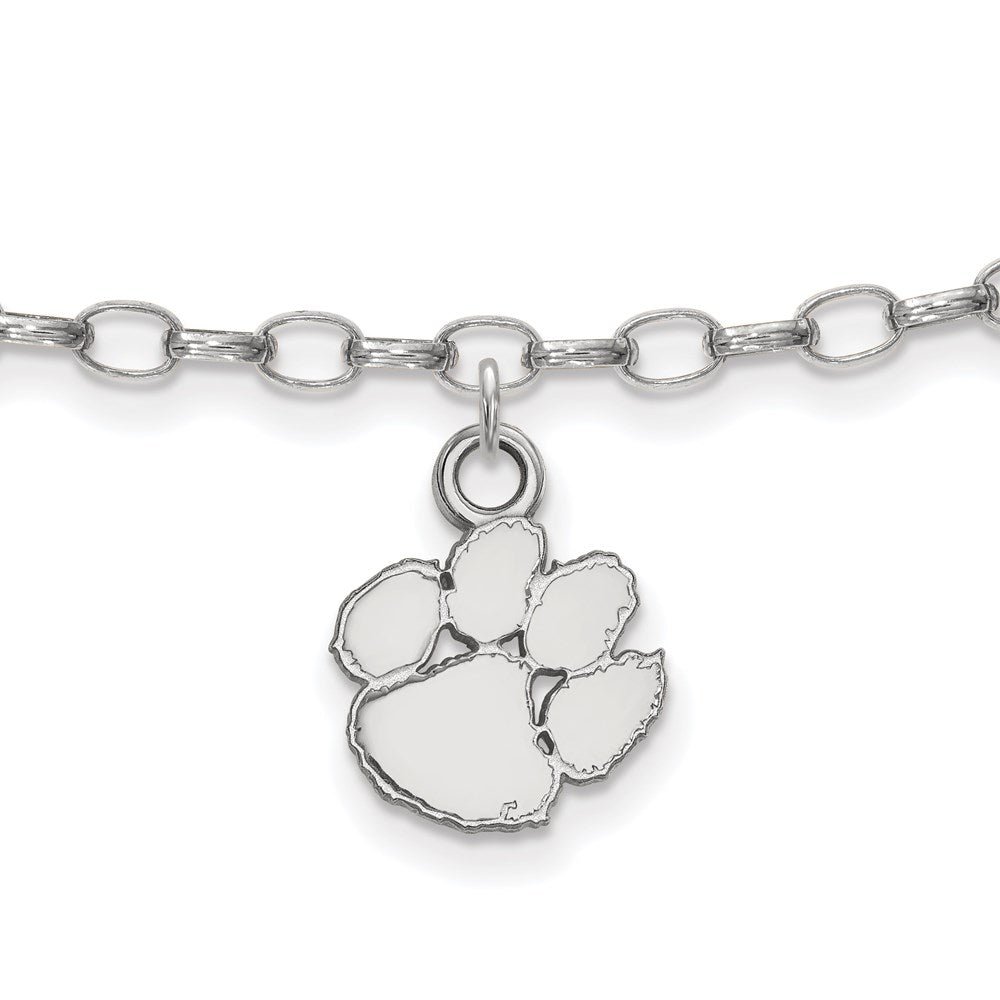 Sterling Silver Rhodium-plated Clemson University Anklet